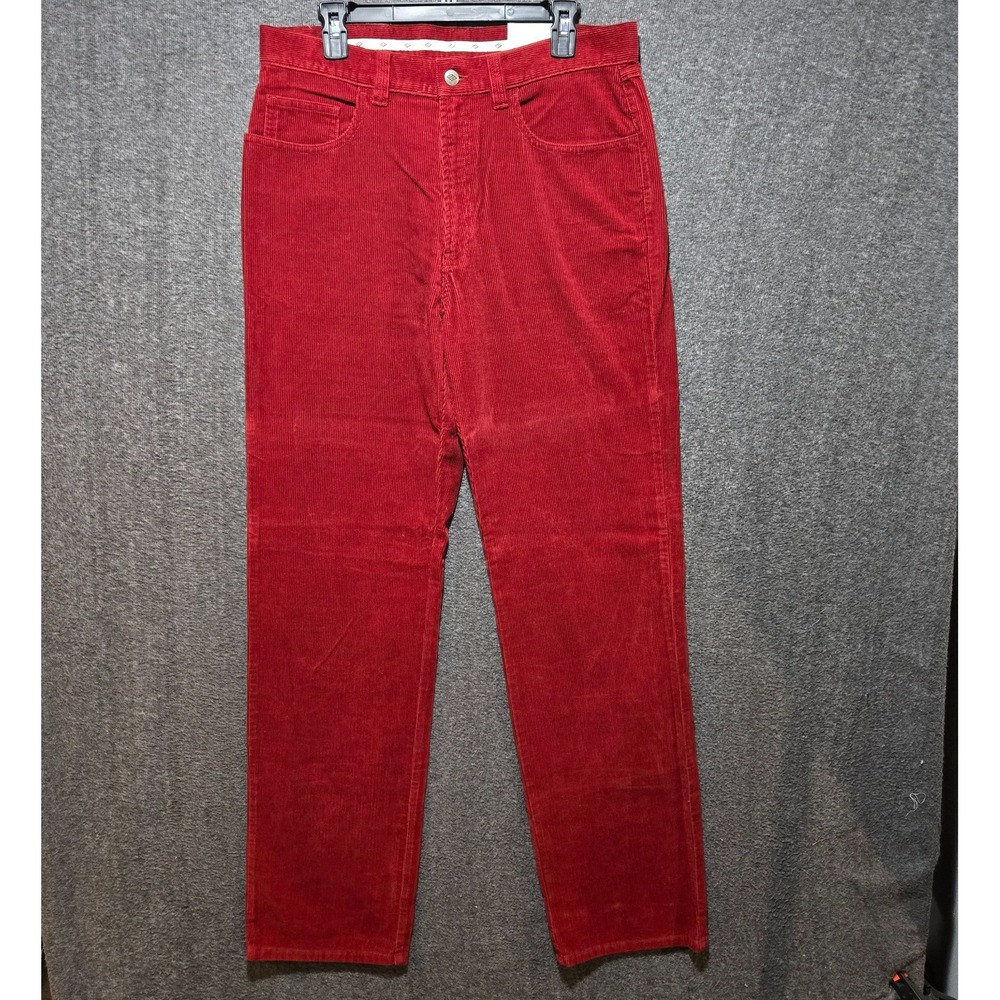 Joseph Abboud Corduroy Pants Mens 34 x 35 Red Flat Front Straight Leg New